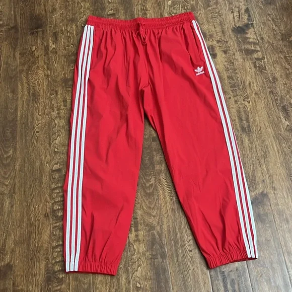 adidas Red Sweatpants with White Stripes - Picture 4 of 16